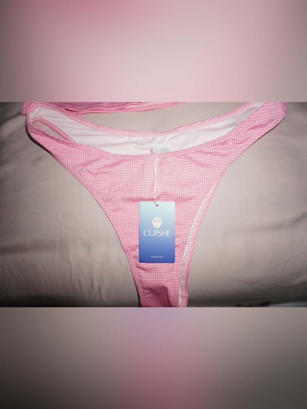 Cupshe Pink Gingham Women’s Bikini Bottoms